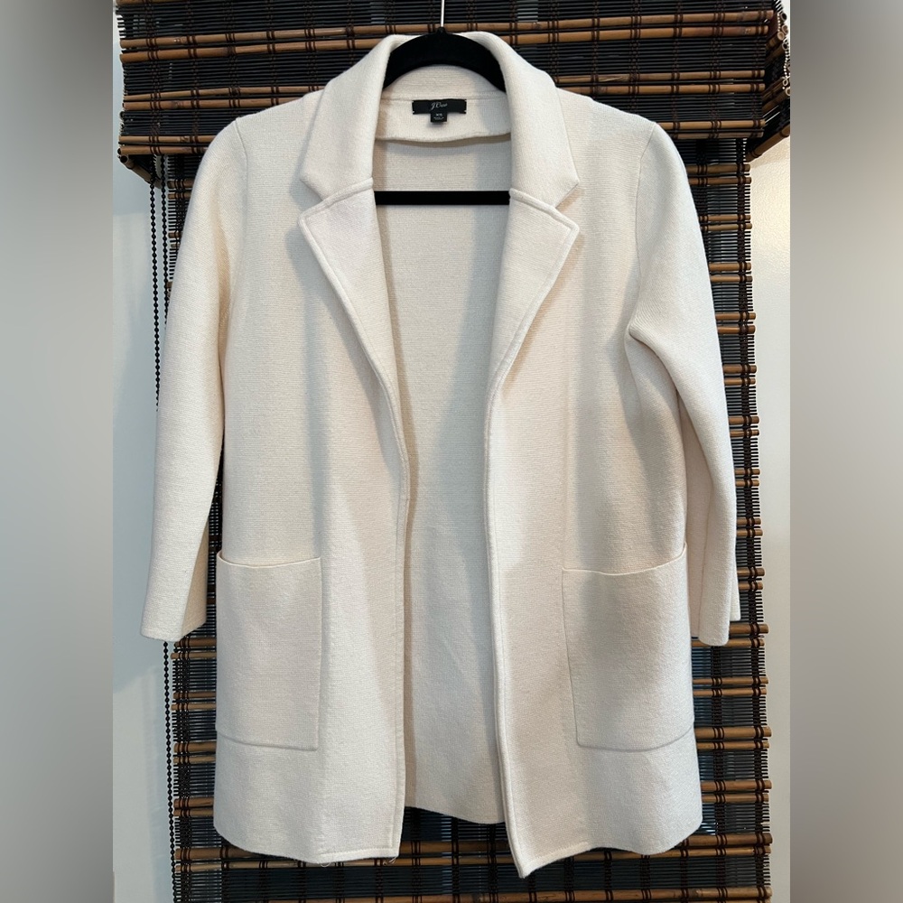 J Crew Winter White Knit Jacket Sz XS